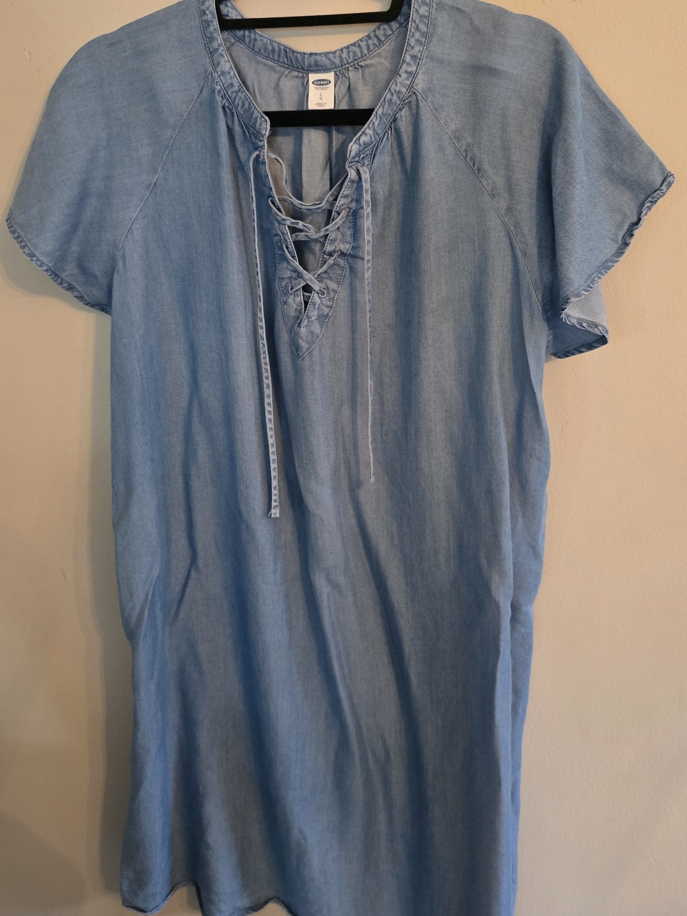 Old Navy Light Blue Chambray Lace-Up Shift Dress